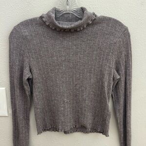 Madewell Lavender Ribbed Mock Neck Crop Top Soft Girl Chic Size Small